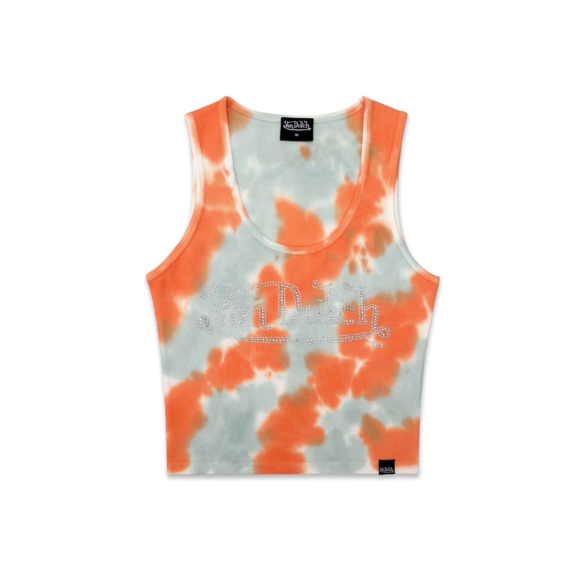 Rhinestone Logo Tank - Mint/Orange