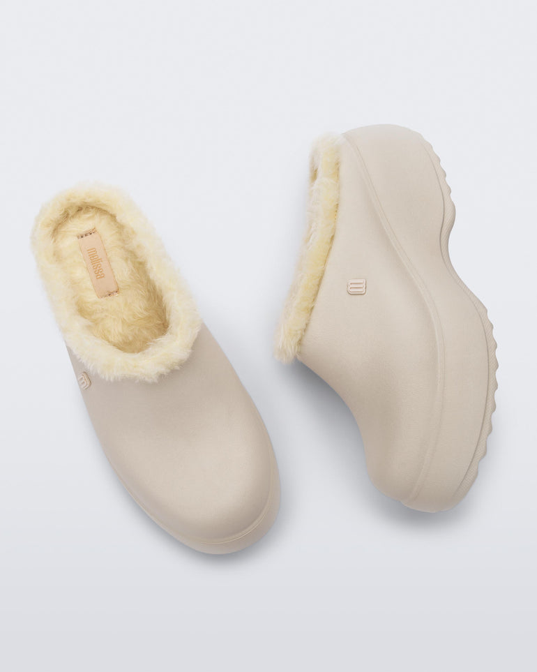 Free Clog Fluffy Platform - Light Beige