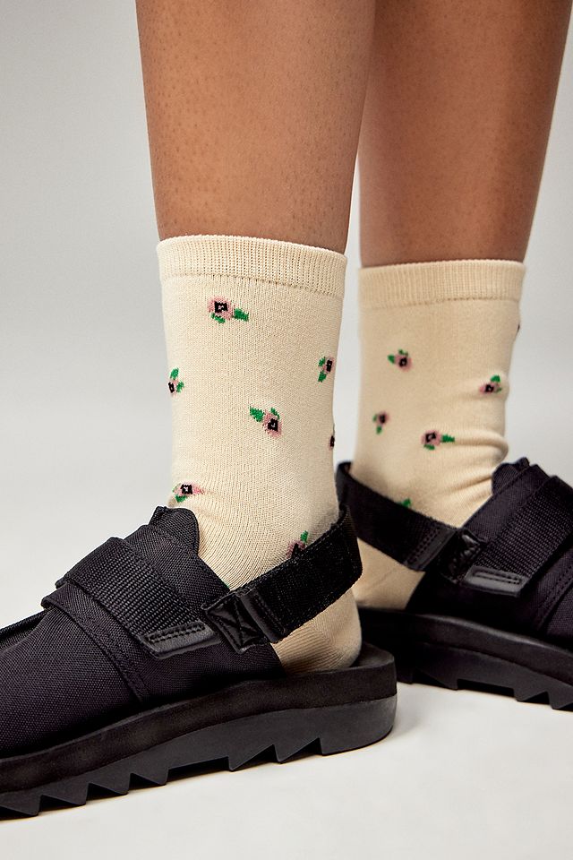 Crew Sock - Cream Rosette