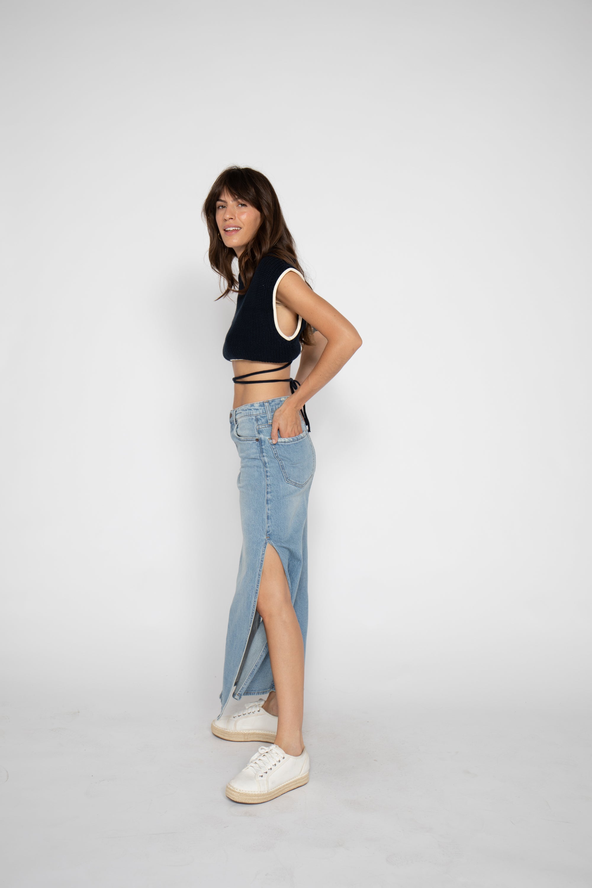 Oliver Logan - Dylan Skirt - Light Indigo Worn -