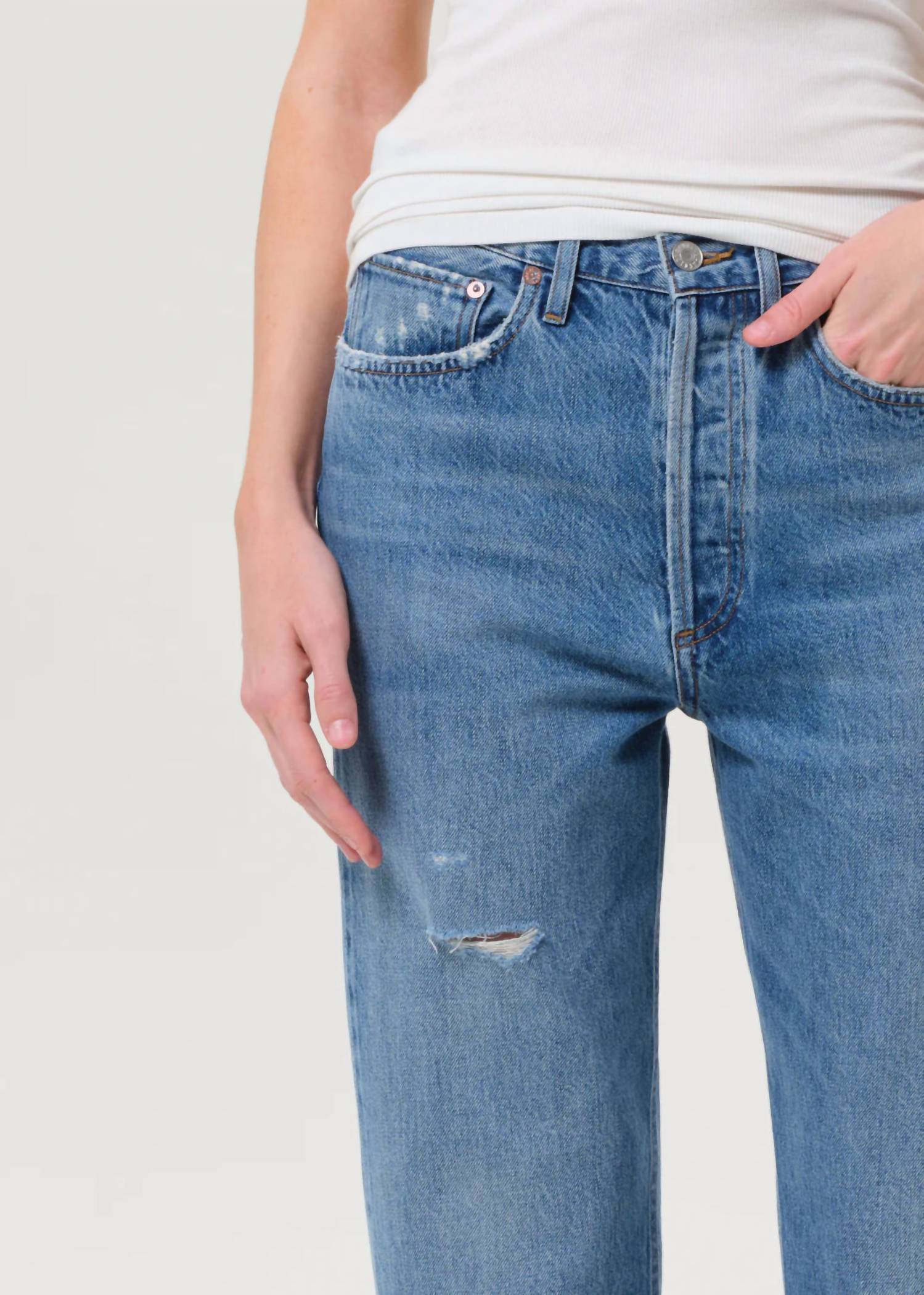 90's Crop Mid Rise Straight Jeans - Shrine