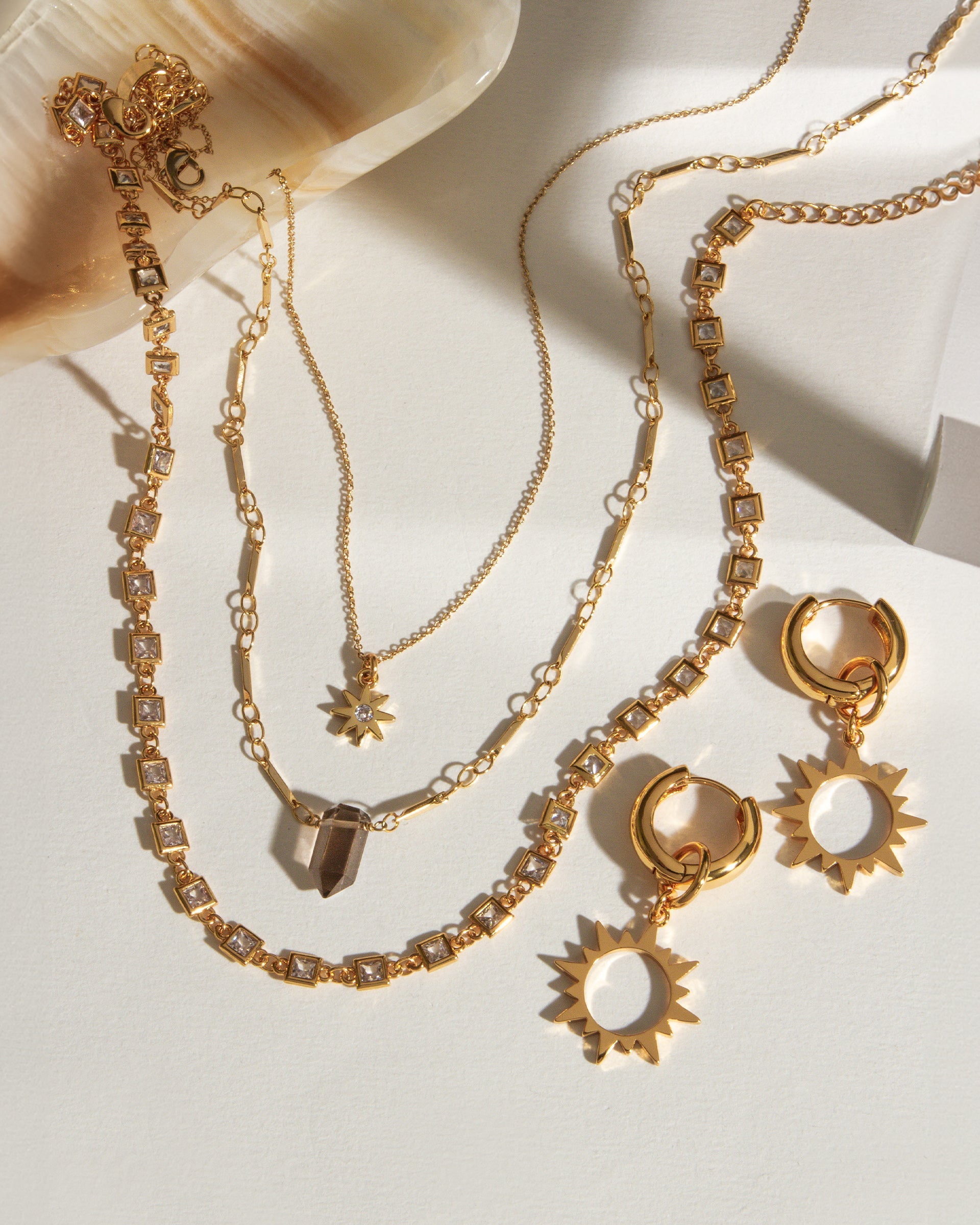 Grid Spectrum CZ Collar Chain Layering Necklace
