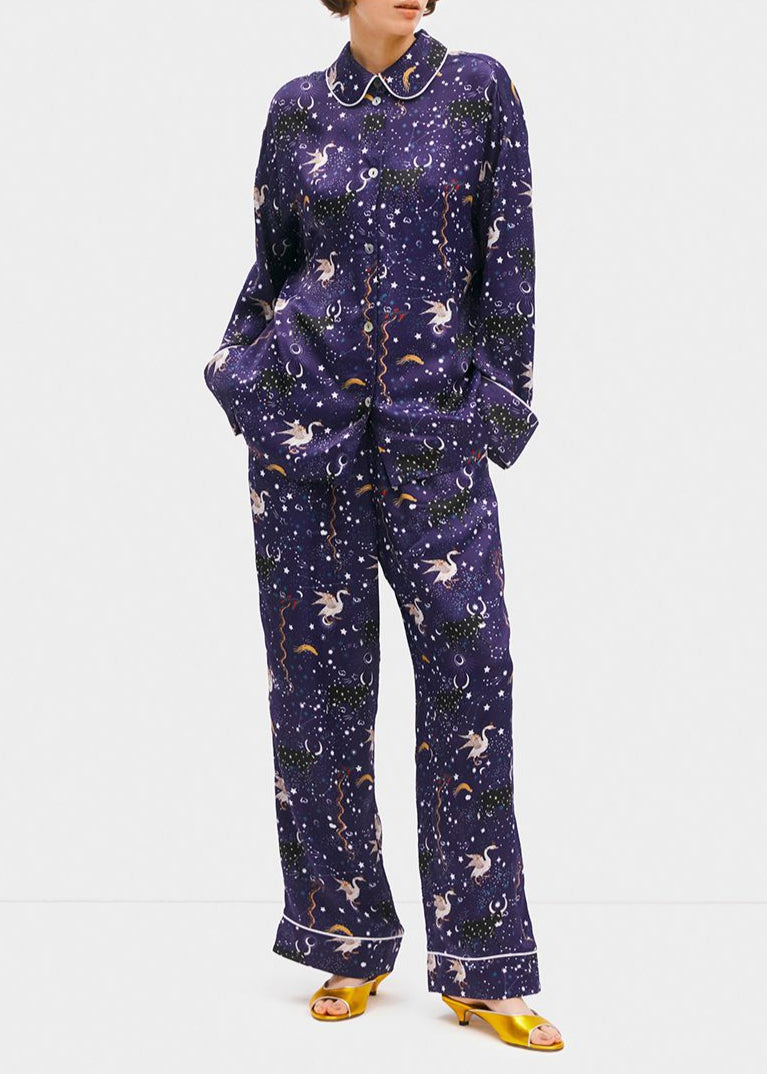 Pastelle Oversized Shirt - Navy Mystic Print