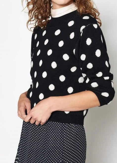 Brettina B Polka Dot Wool Crew Neck Sweater
