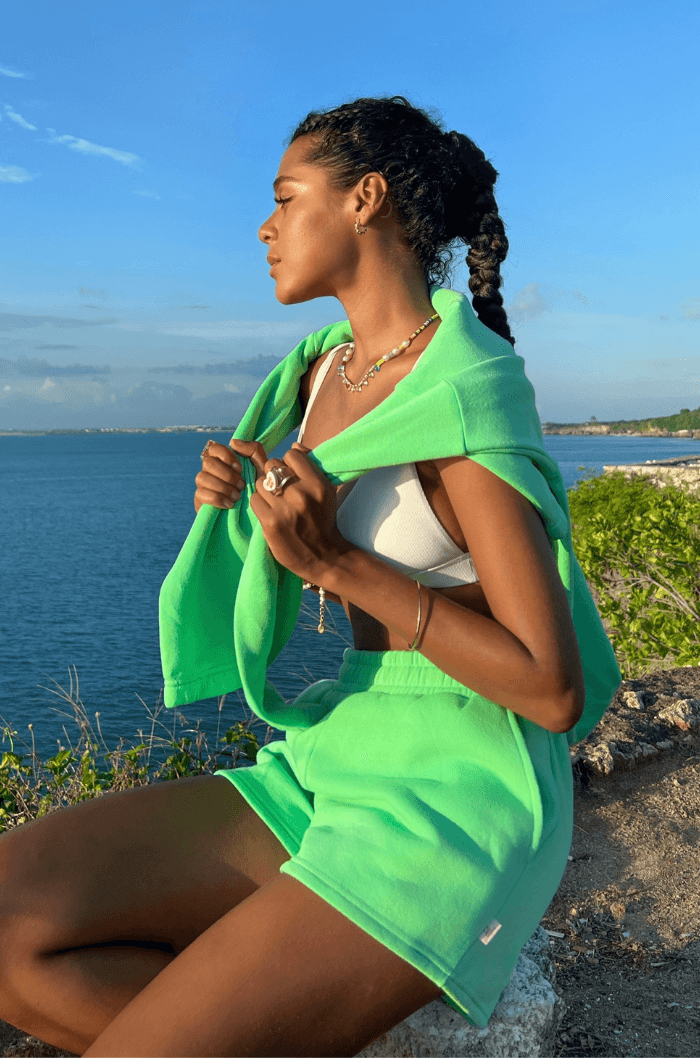The Weekend Fleece Hoodie - Honeydew Green - offe market