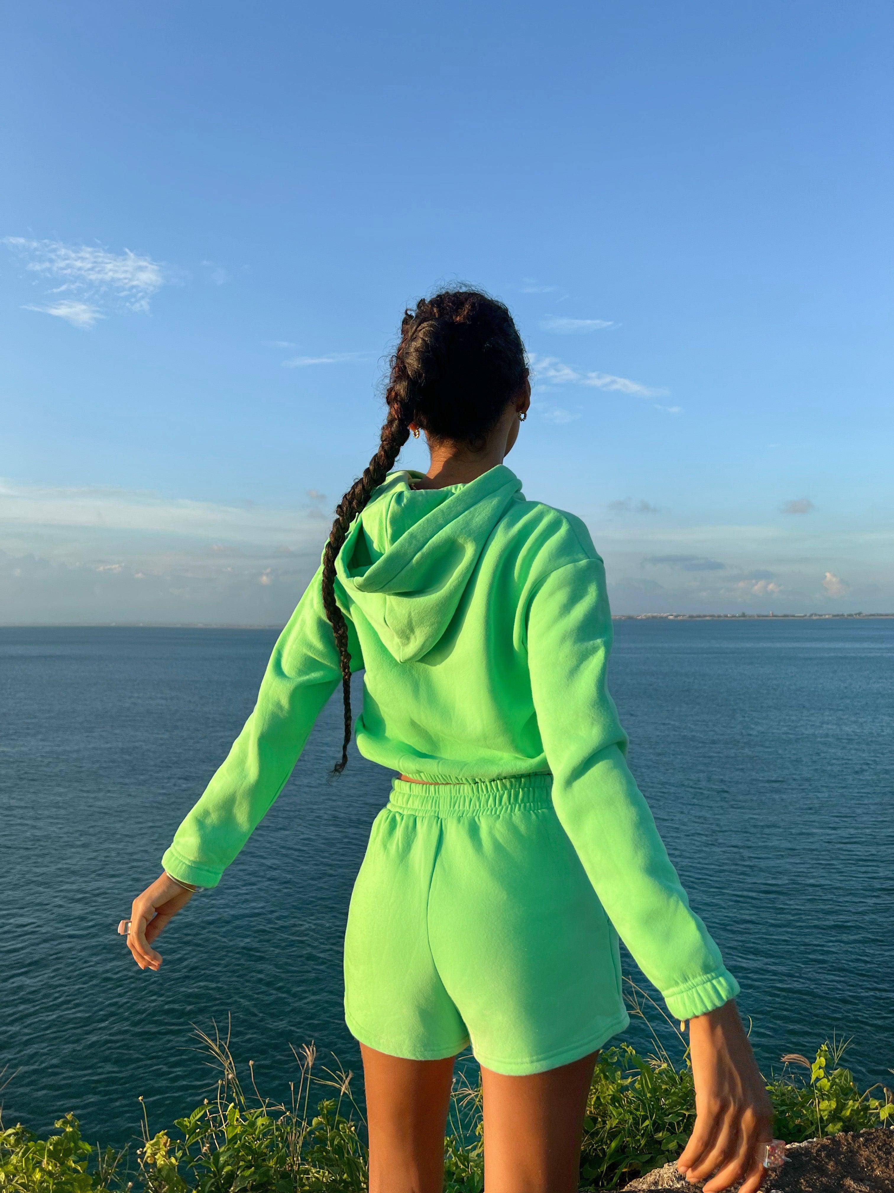 The Weekend Fleece Hoodie - Honeydew Green - offe market