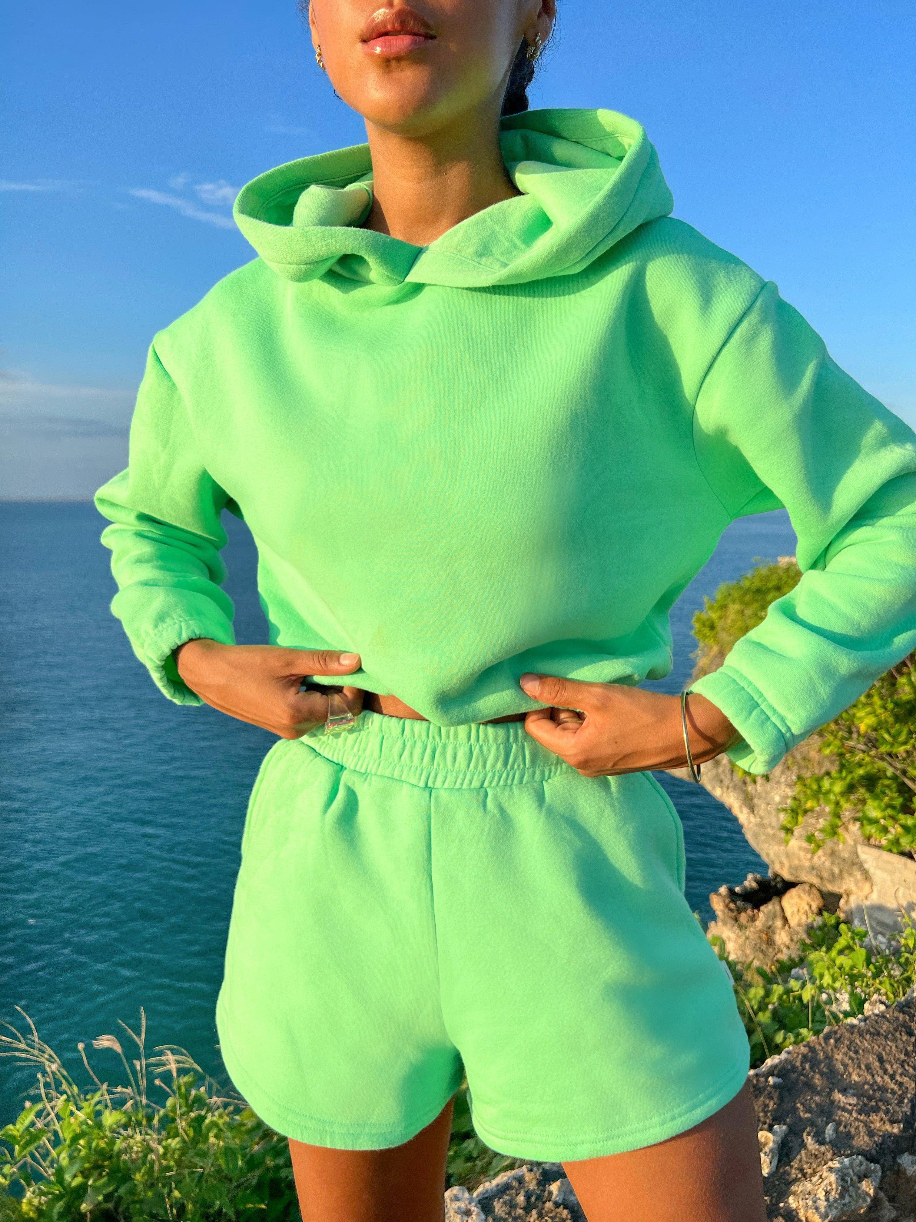 The Weekend Fleece Hoodie - Honeydew Green - offe market