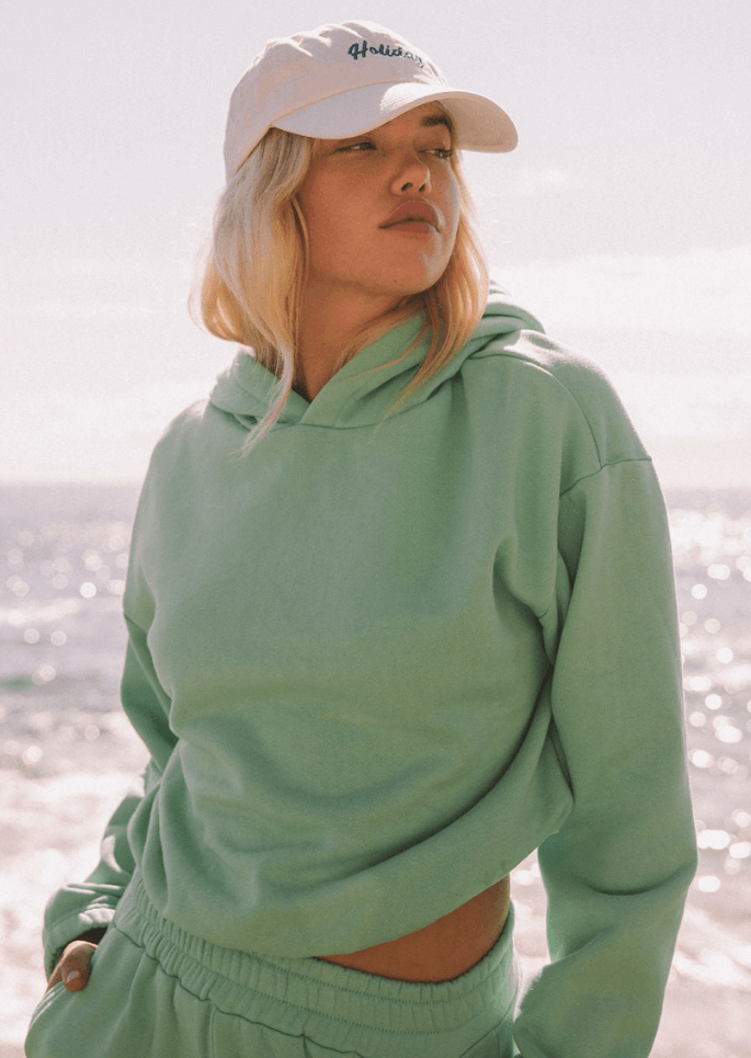 The Weekend Fleece Hoodie - Honeydew Green - offe market