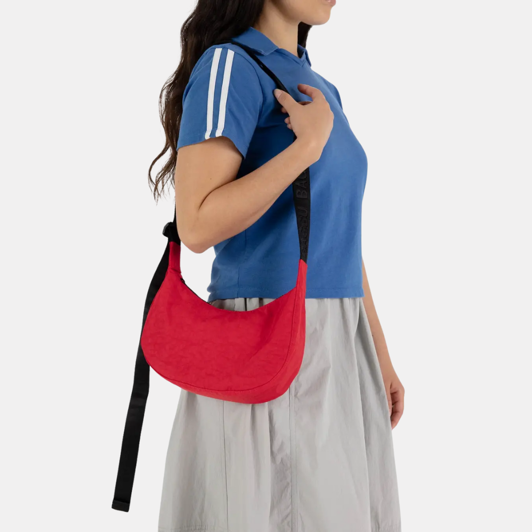 Small Nylon Crescent Bag - Candy Apple