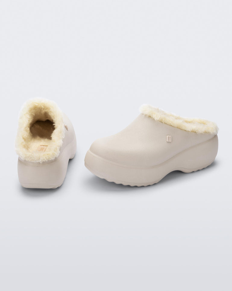 Free Clog Fluffy Platform - Light Beige