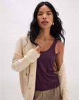 Richer Poorer - Baby Rib Scoop Tank - Plum Wine -