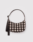 Baggu - Small Nylon Crescent Bag - Blurred Gingham Brown -