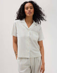 Richer Poorer - Palermo Short Sleeve Camp Shirt - Vanilla Blue Stripe -