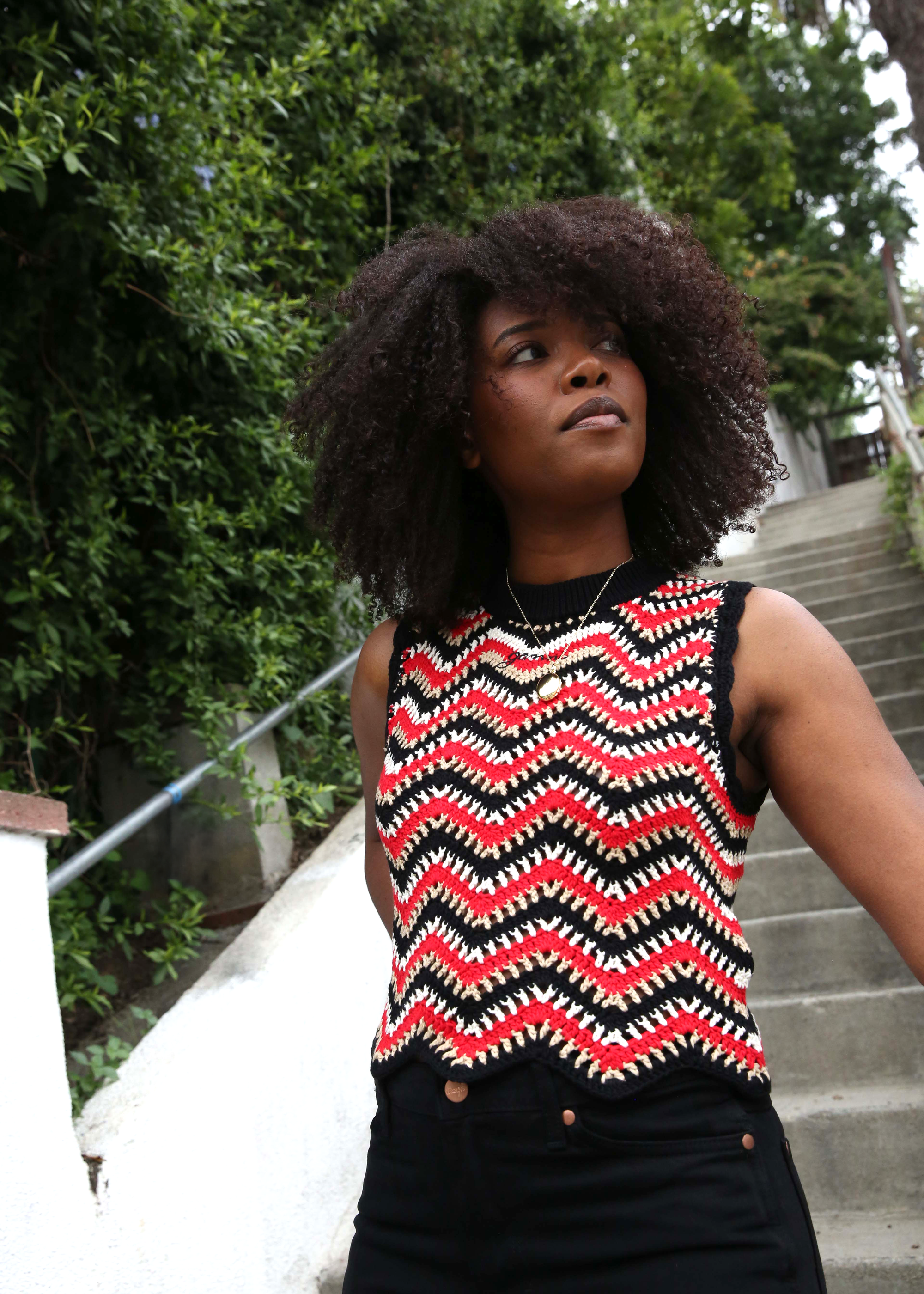 Cotton Crochet Vest - Racing Red