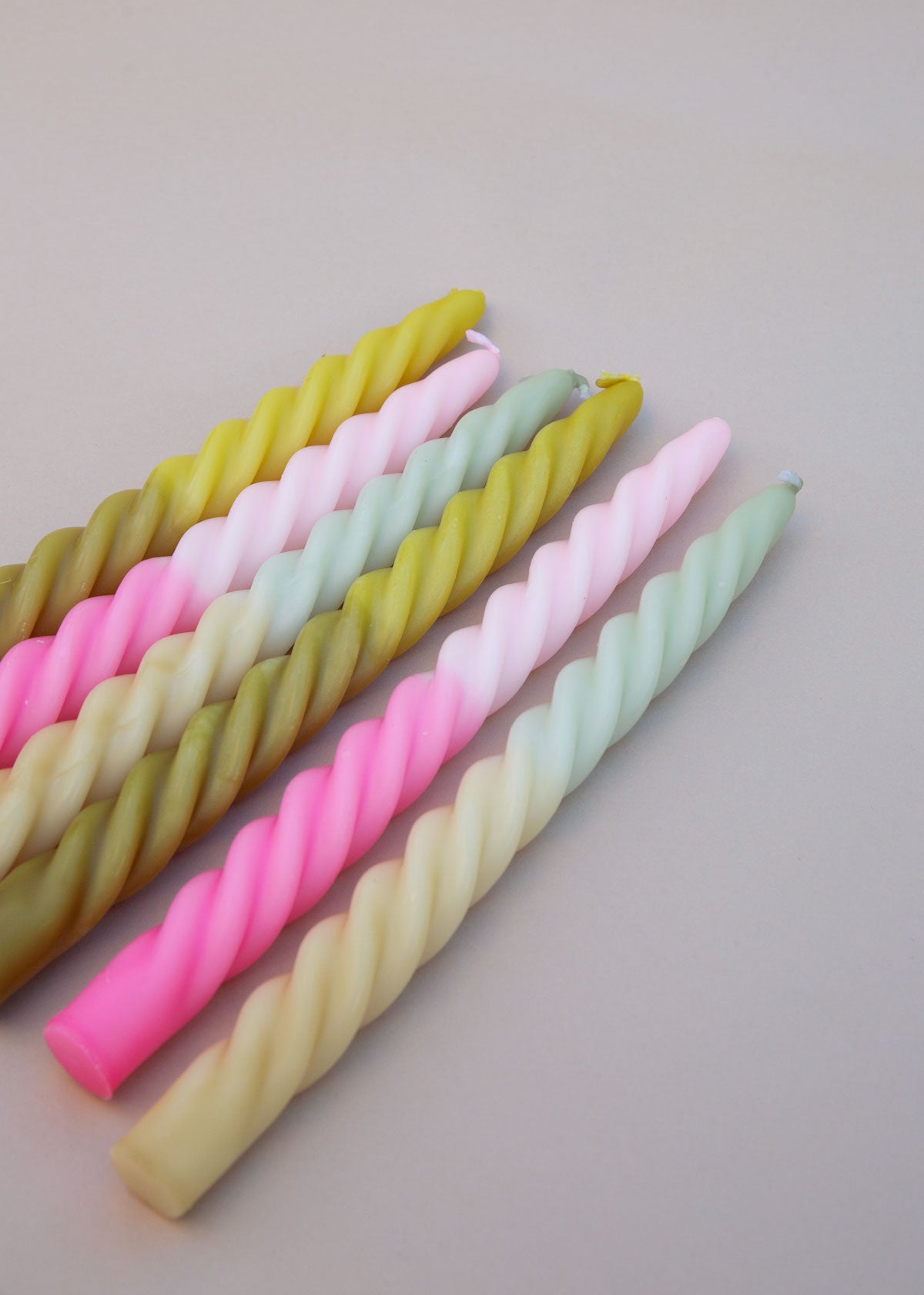 Twisted Taper Candles Set of 2 - Green Ombre