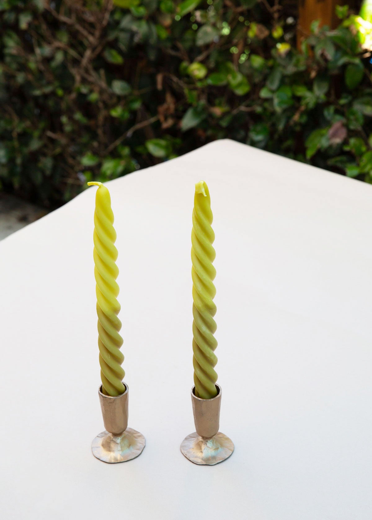 Twisted Taper Candles Set of 2 - Green Ombre