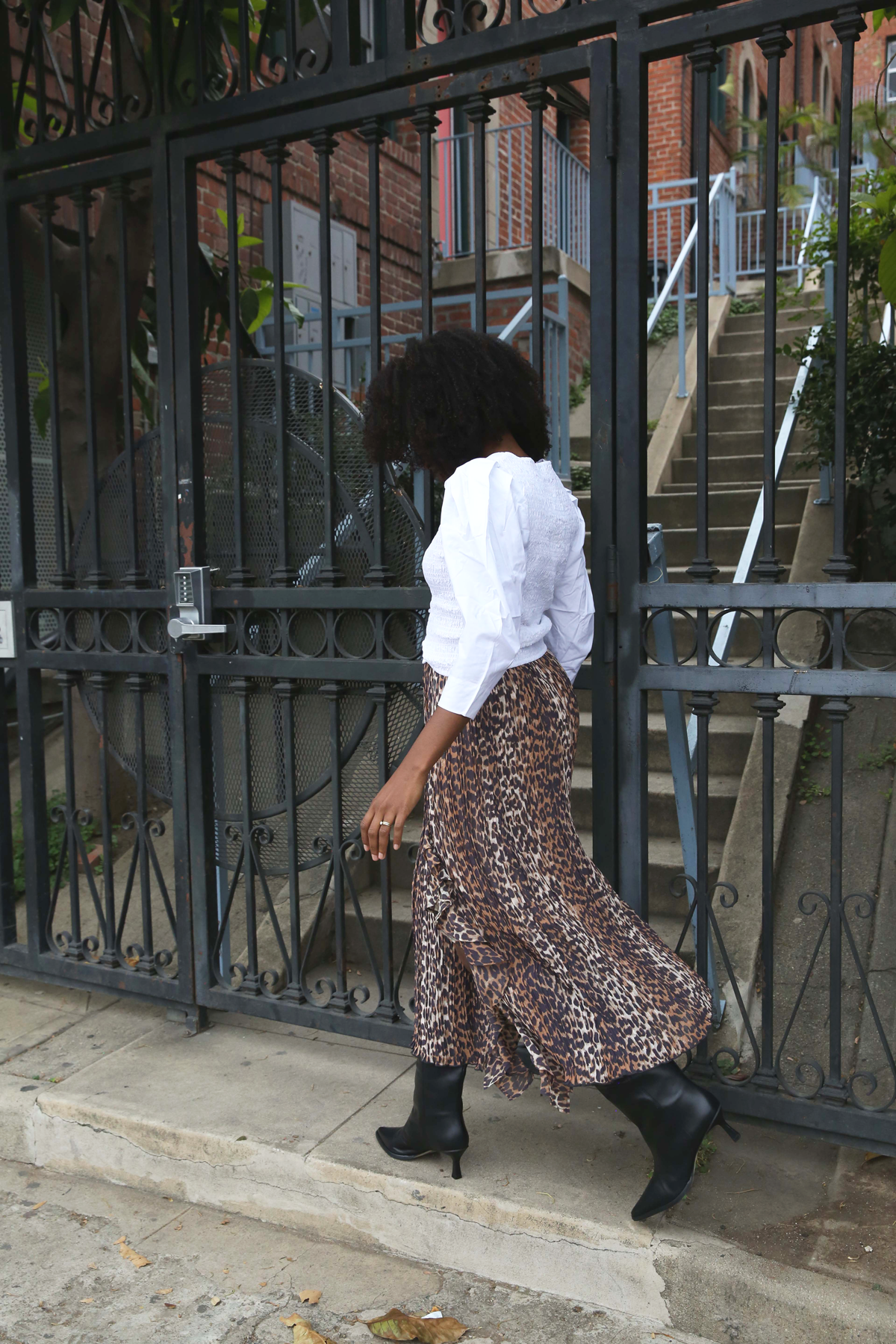 Pleated Georgette Midi Flounce Skirt - Almond Milk