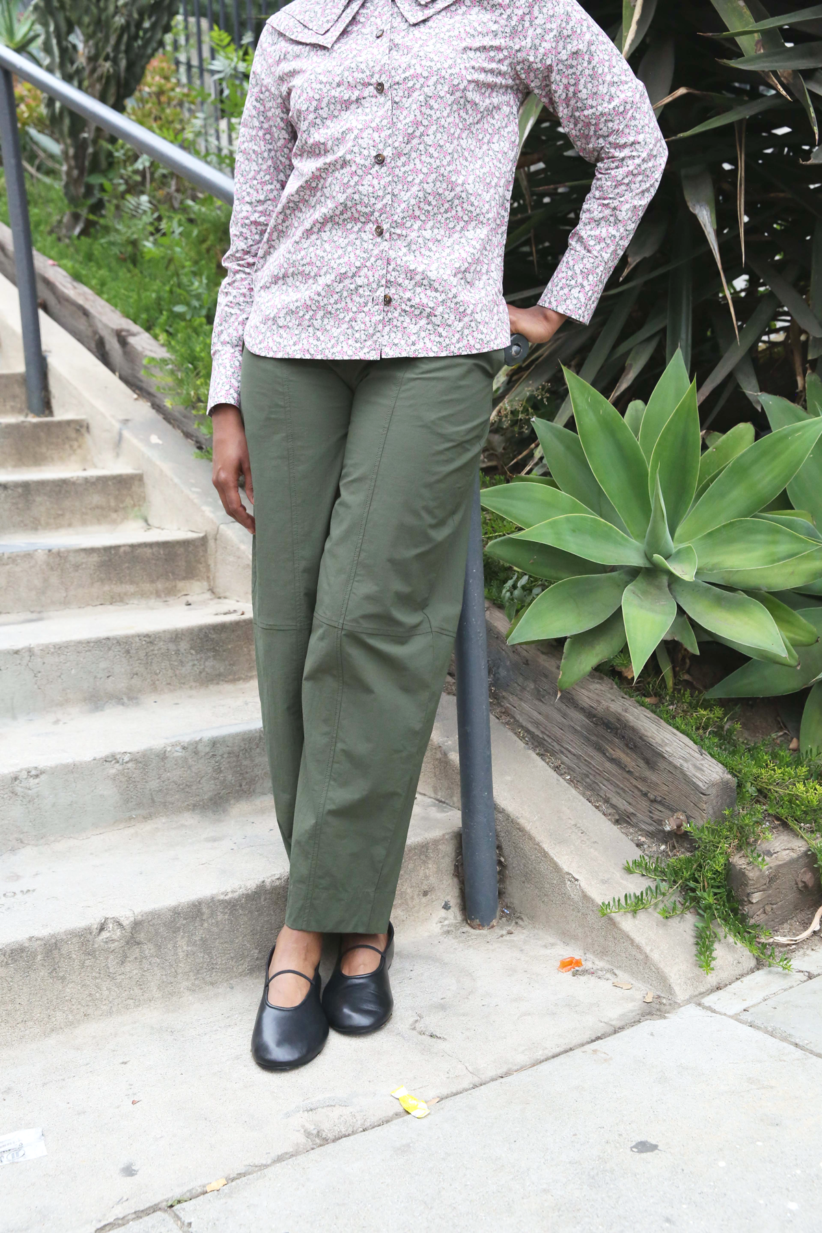 Cotton Crepe Elasticated Curve Pants - Kombu Green