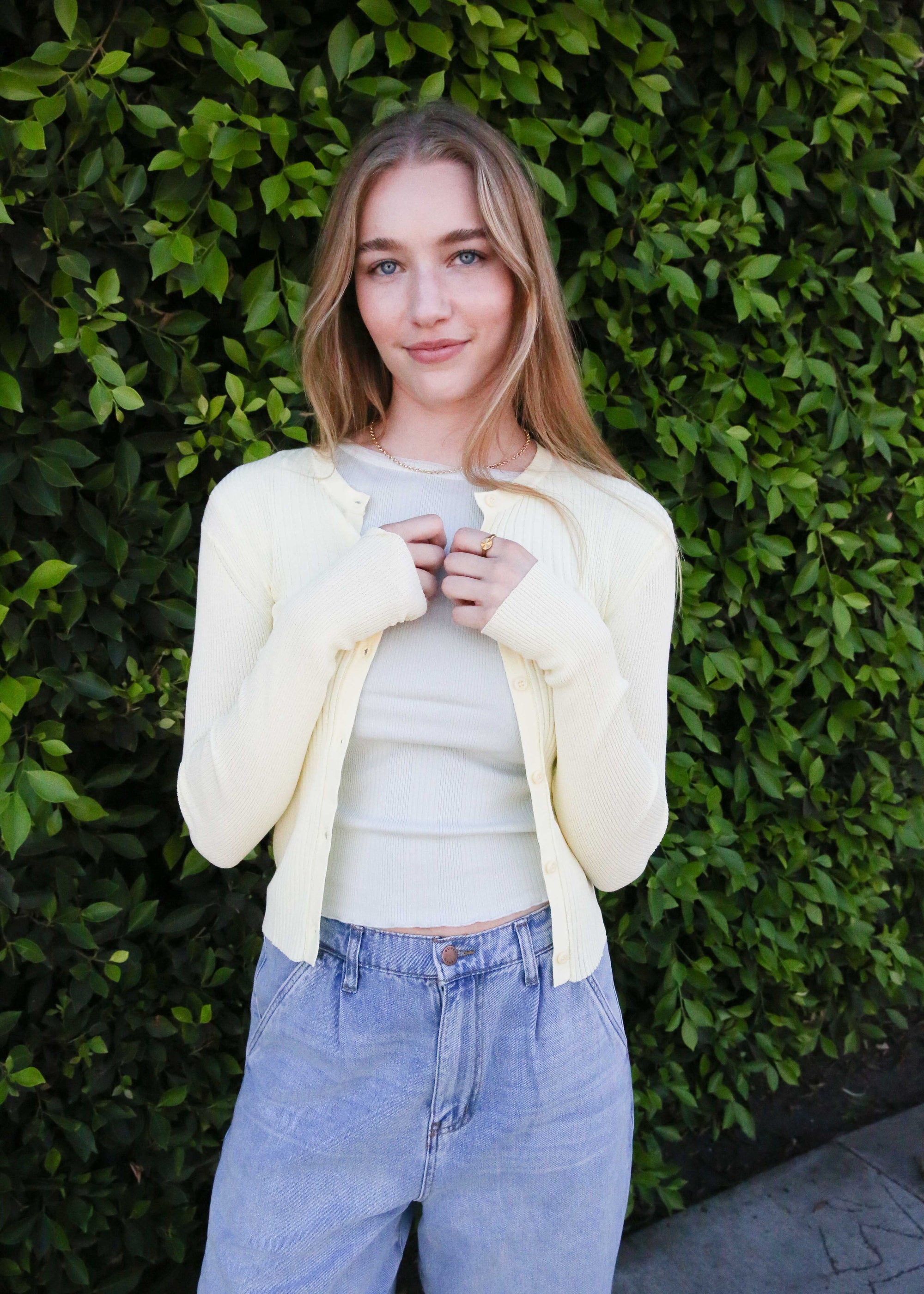 Ribbed Knit Cardigan - Butter