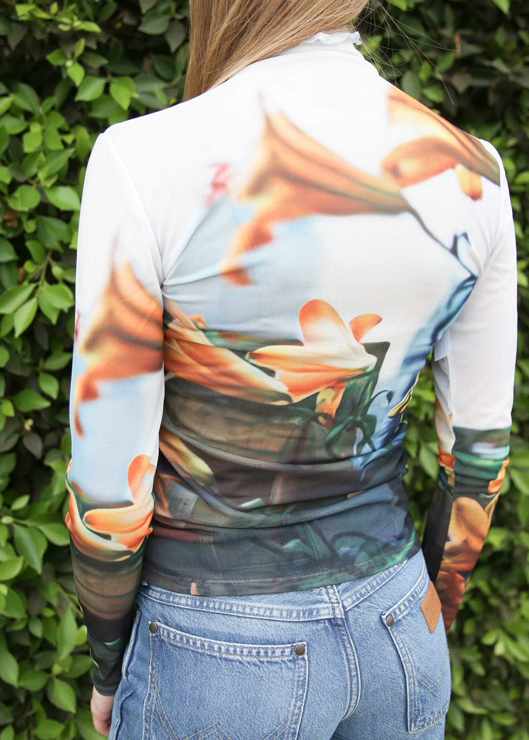 Paulie Mock Neck Top - Tiger Lilies