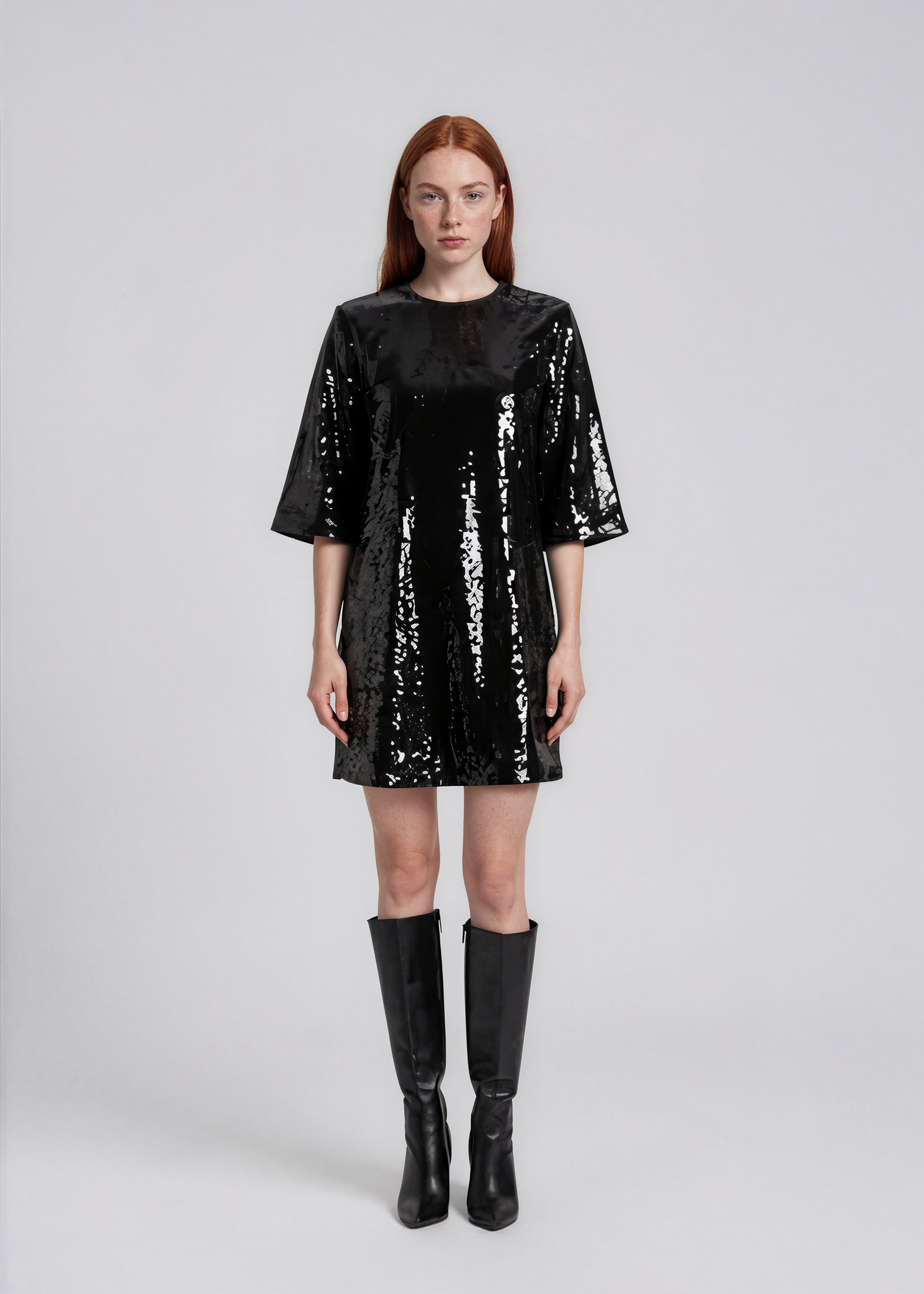 black knee length sequin dress Harrison 100% Rayon Formal Gowns Neiman Marcus Champagne:S Plunge neckline