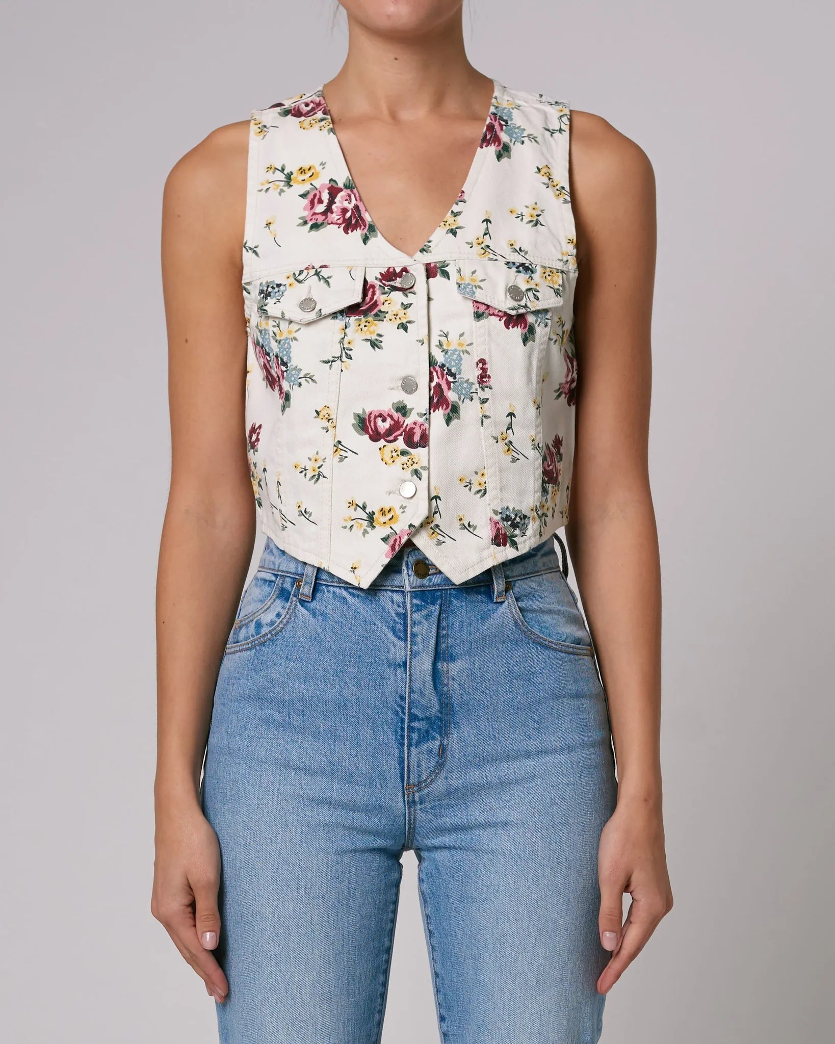 Morgan Vest Floral - Cream