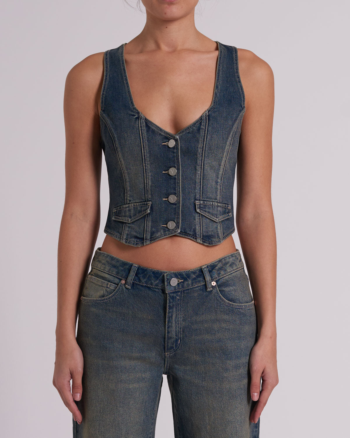 Denim Vest Zola - Dark Vintage Indigo