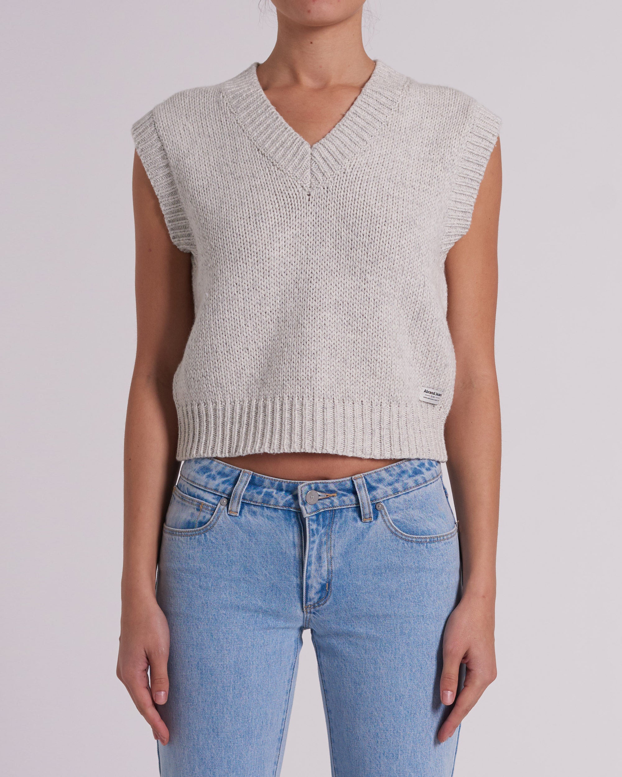 Knit Vest - Light Grey Marle