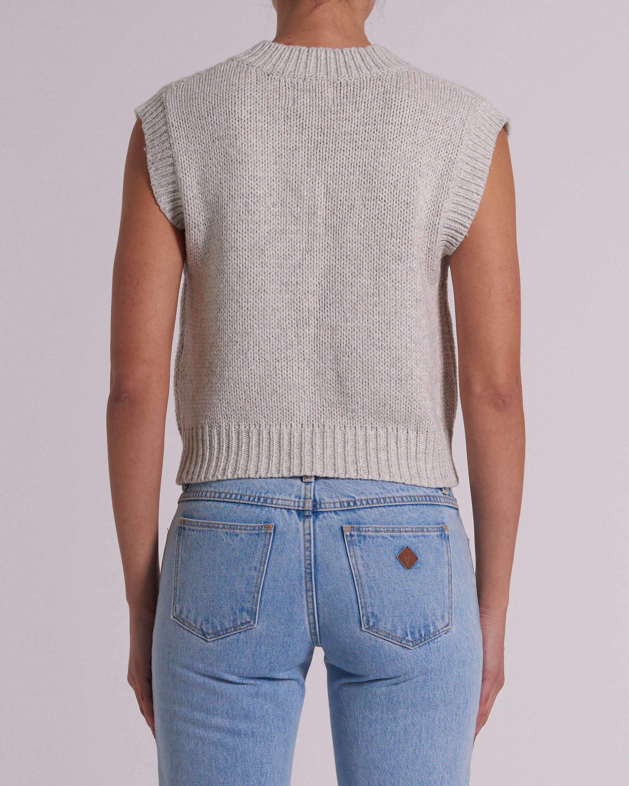 Knit Vest - Light Grey Marle