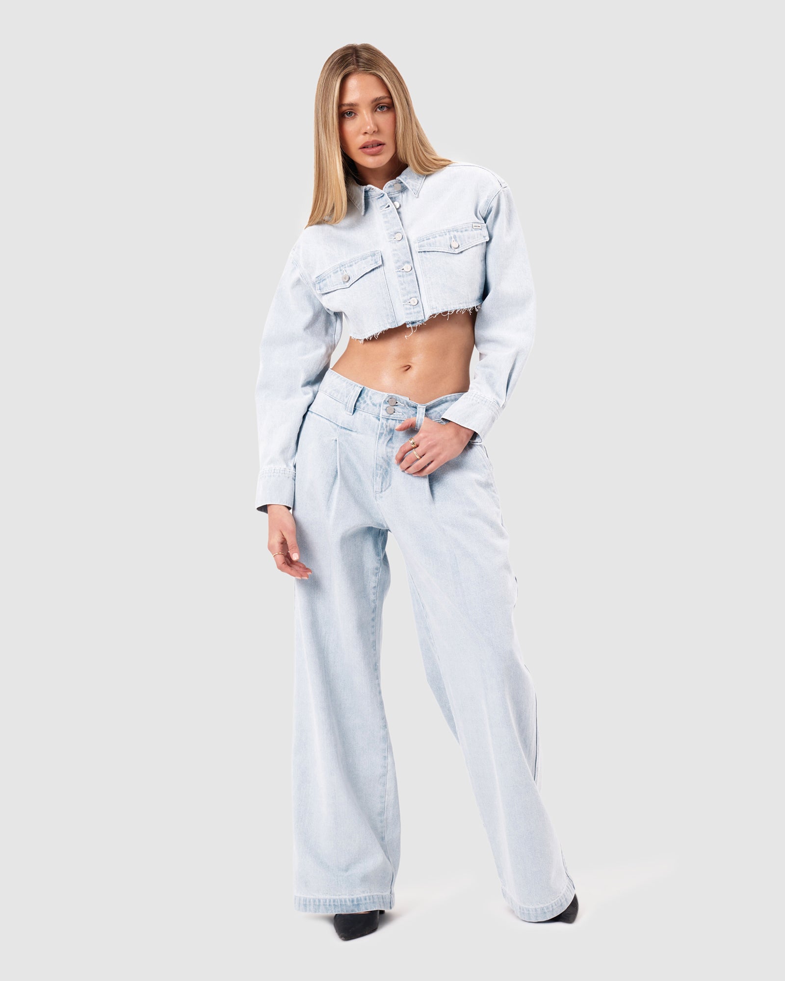 Pleated Pant Iris - Bleached Stone
