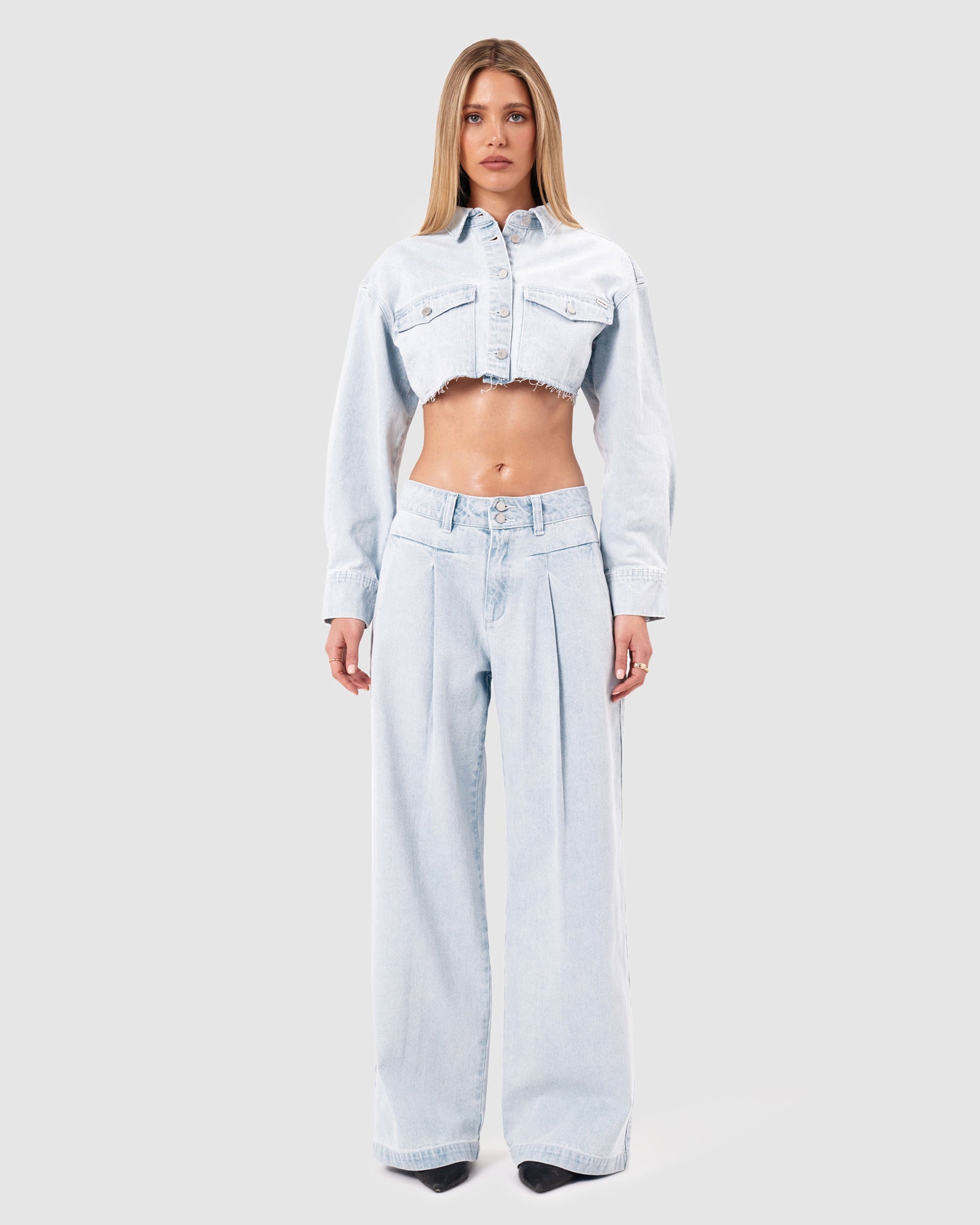 Pleated Pant Iris - Bleached Stone