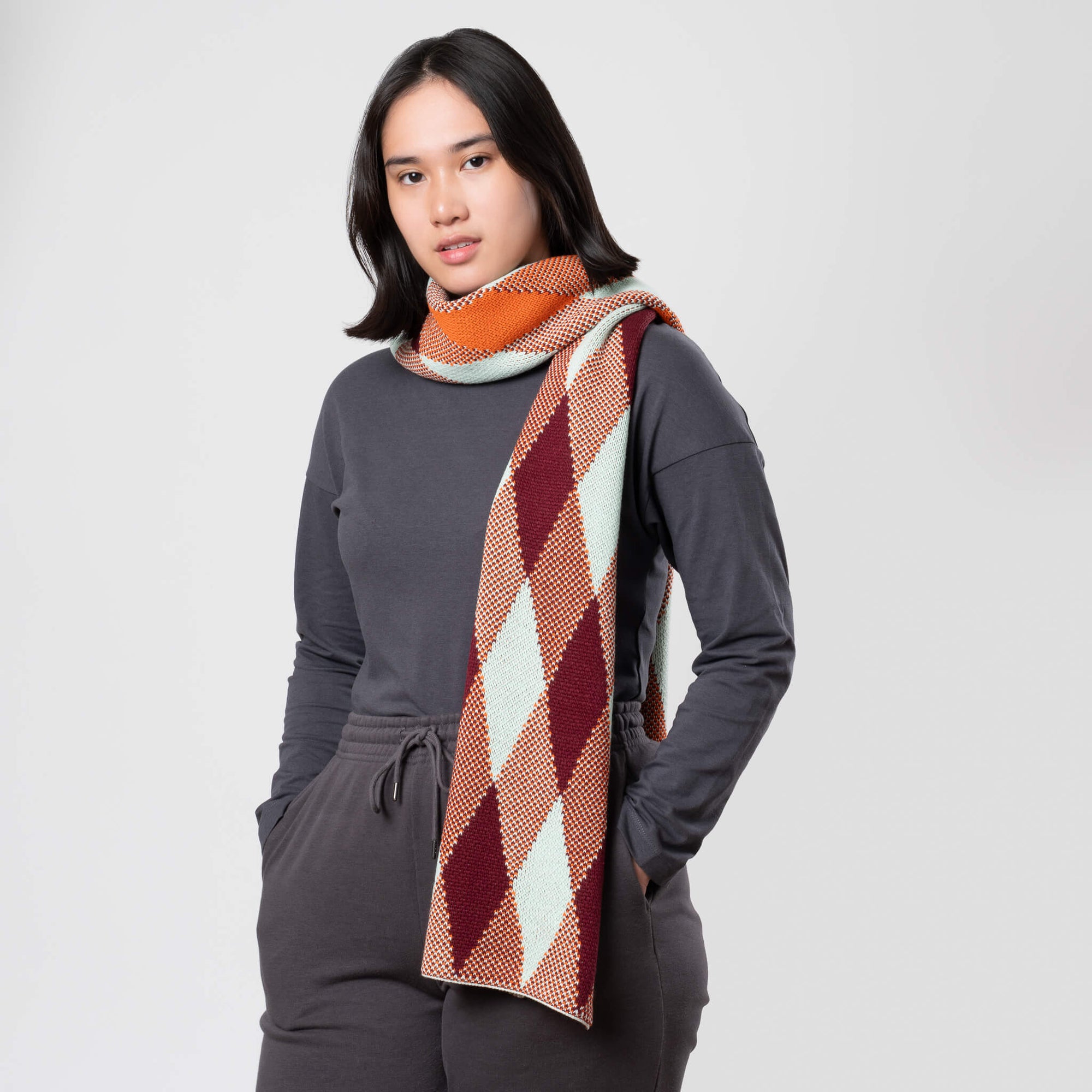 Verloop - Argyle Big Knit Scarf -