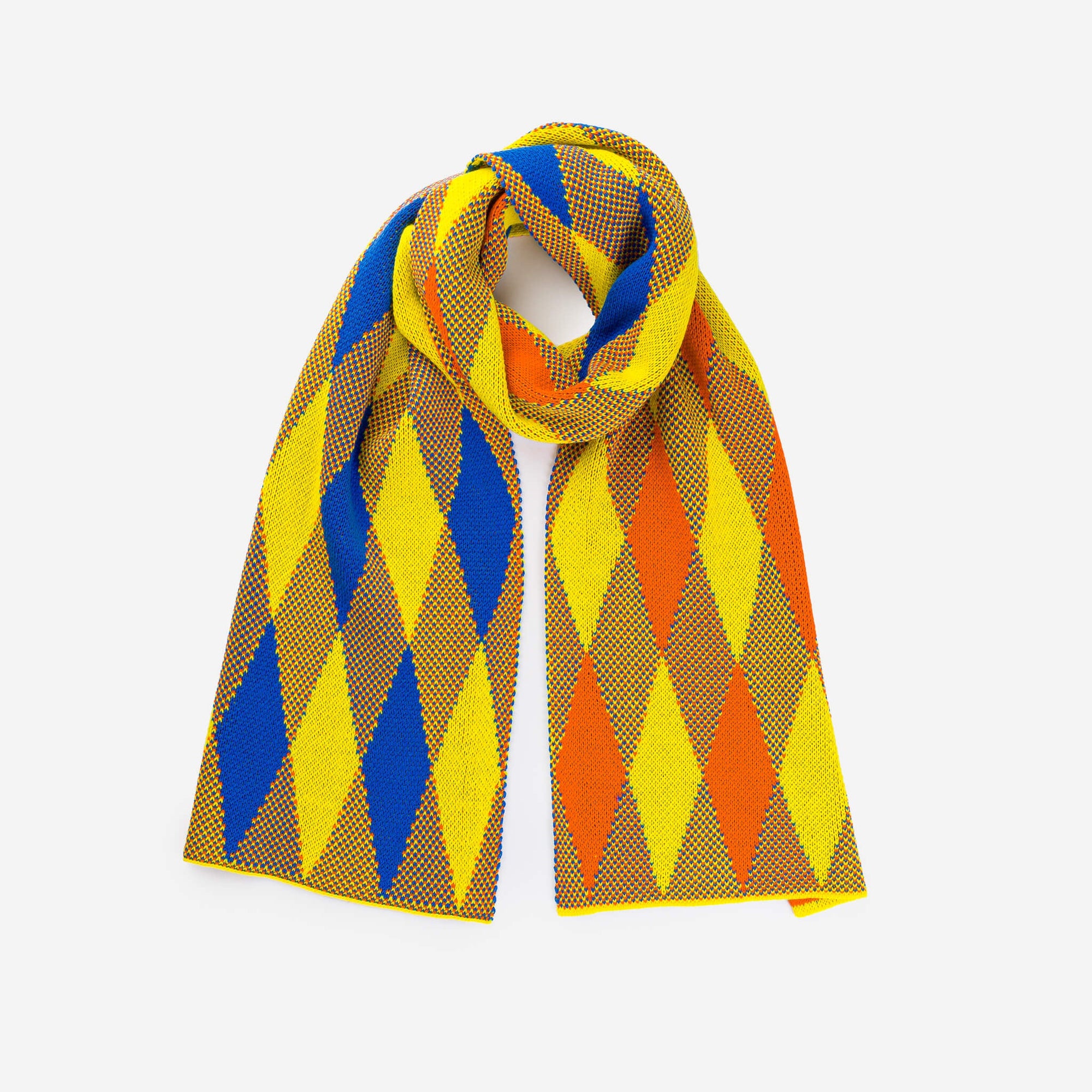 Verloop - Argyle Big Knit Scarf - Cobalt Yellow