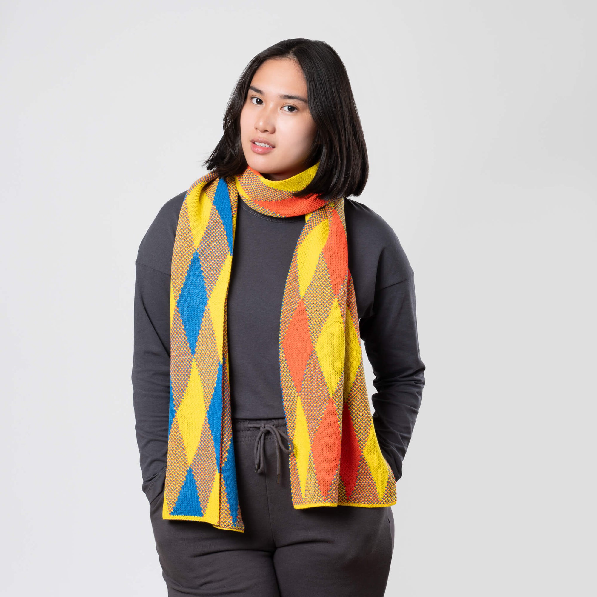 Verloop - Argyle Big Knit Scarf -