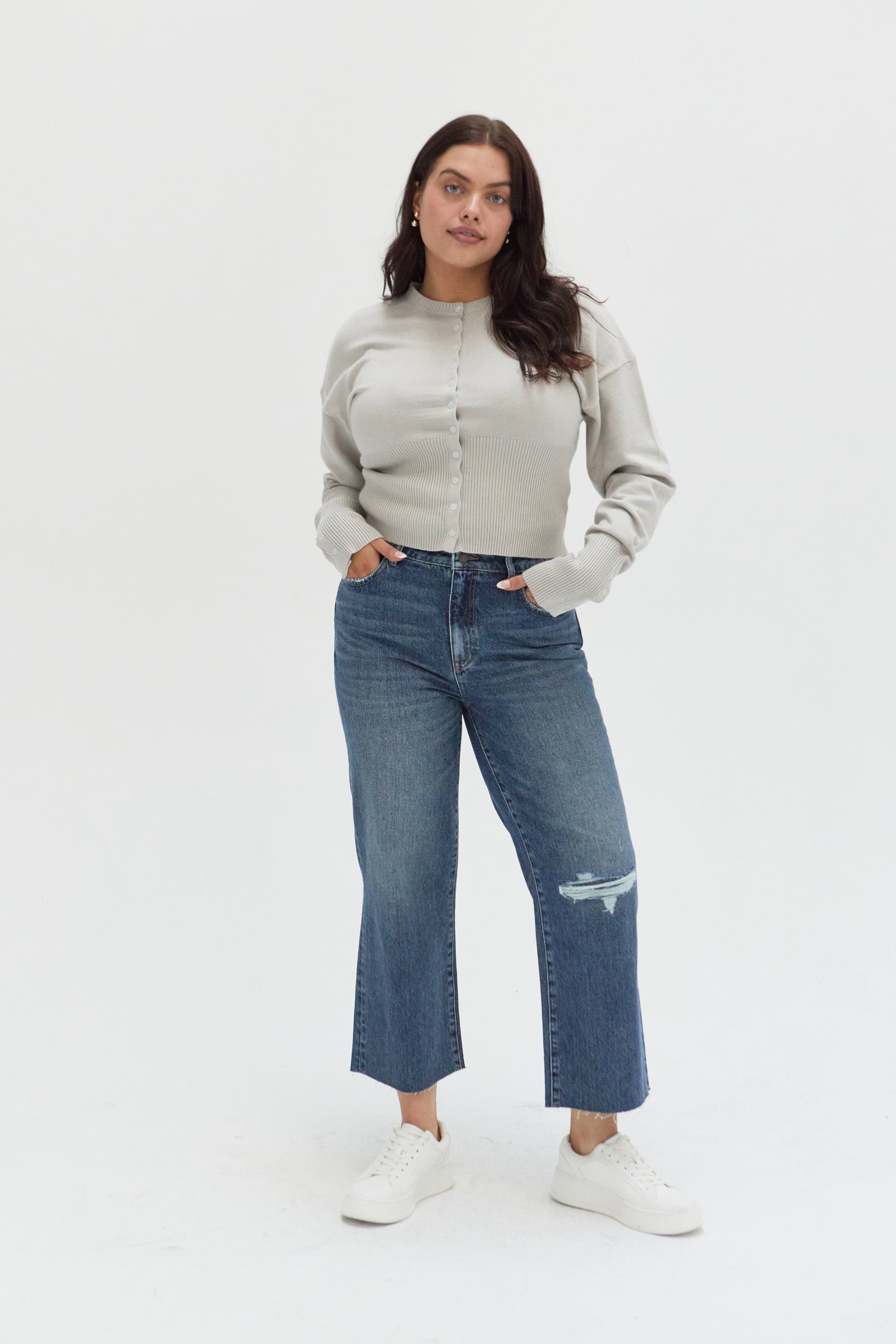 Aberdeen Wide Crop - Medium Indigo Worn