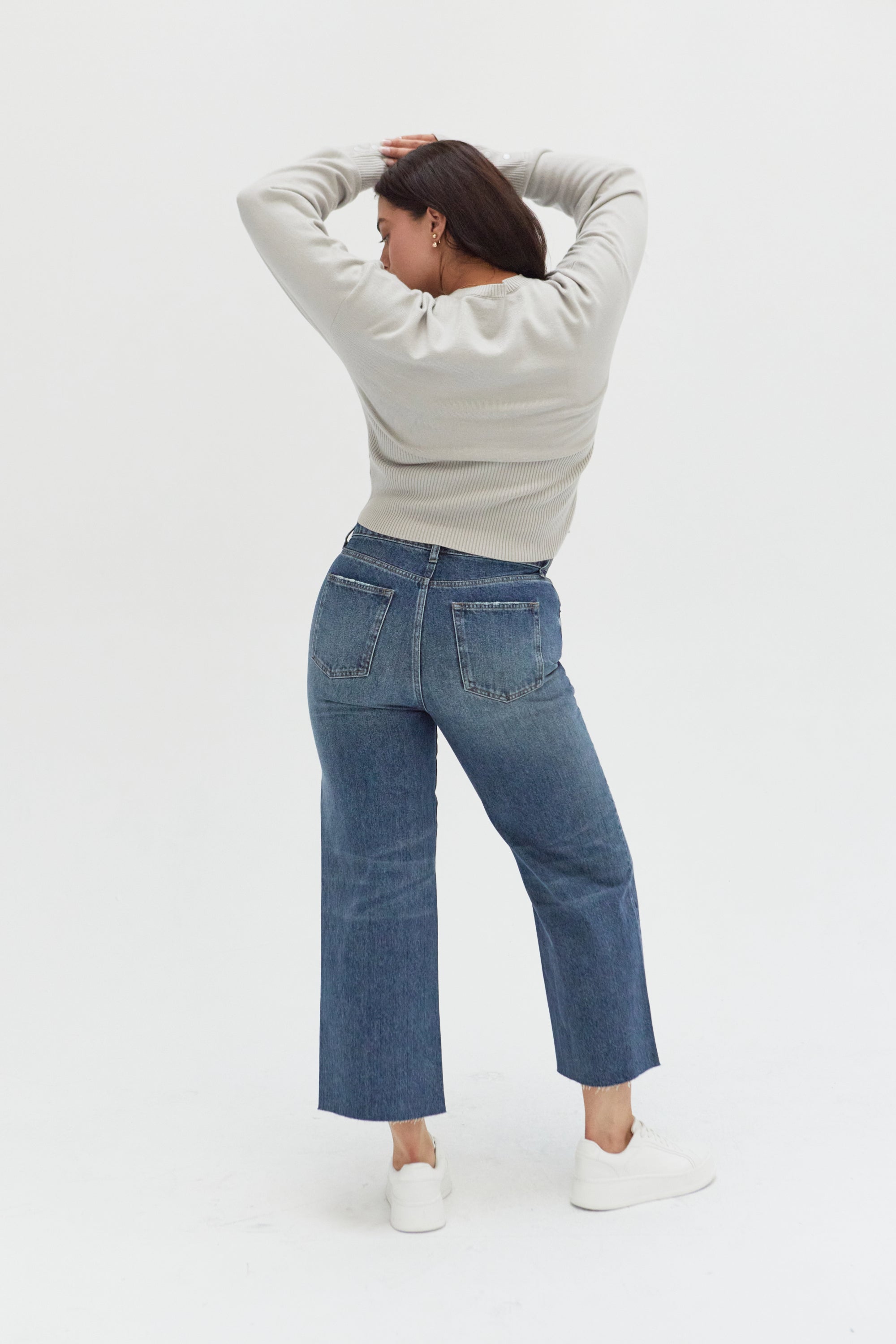 Aberdeen Wide Crop - Medium Indigo Worn