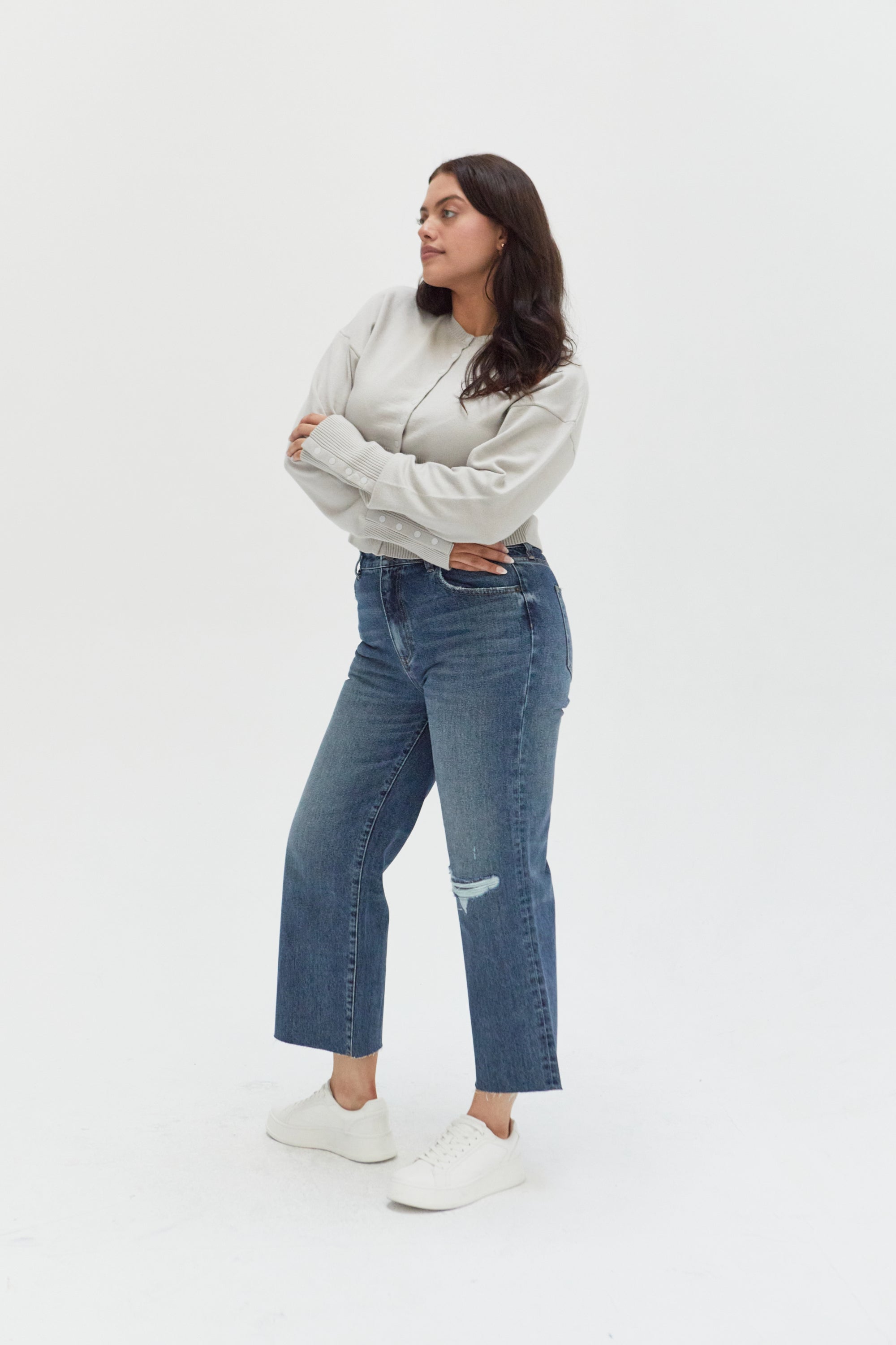 Aberdeen Wide Crop - Medium Indigo Worn