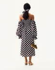 Sleeper - Atlanta Dress with Hair Ribbon - Black/White Polka Dot -