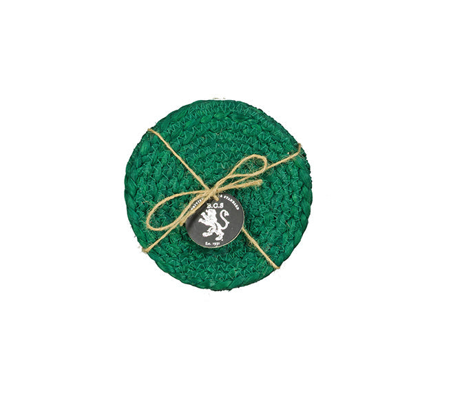 British Colour Standard - Jute Silky Coaster - Jade, Set of 4 -