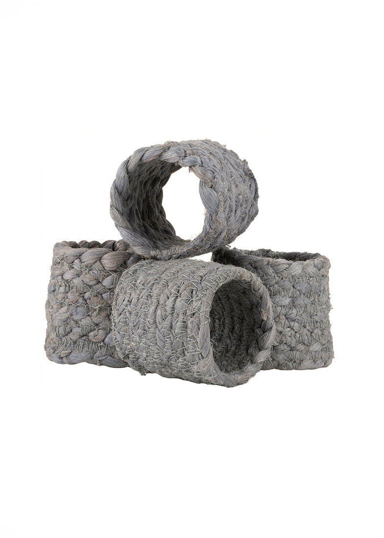 British Colour Standard - Jute Silky Napkin Ring - Moonstone Grey, Set of 4 -