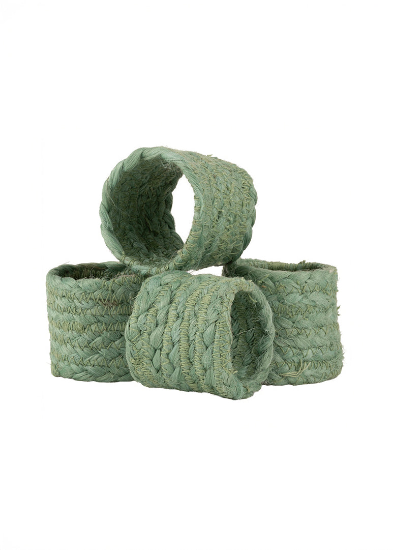 British Colour Standard - Jute Silky Napkin Ring - Eau-de-nil, Set of 4 -