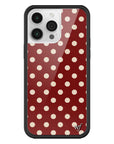 Wildflower iPhone case 14 Pro Max Polka Dot Burgundy and Cream Cute