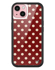 Wildflower iPhone case 15 Polka Dot Burgundy and Cream Cute