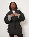 Valentina Sherpa Wrap Coat - Black