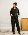 Wallis Long Sleeve Zip Jumpsuit - Black