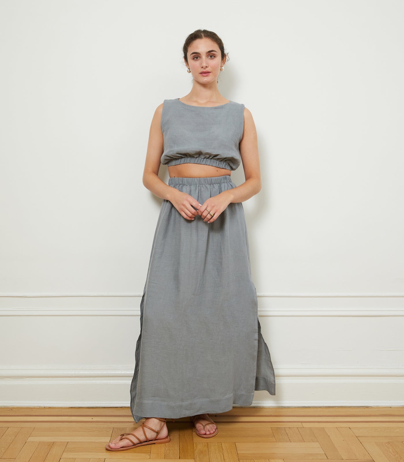 Rosa Linen Skirt - Blue