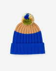Verloop - Chunky Colorblock Knit Pom Beanie - Cobalt