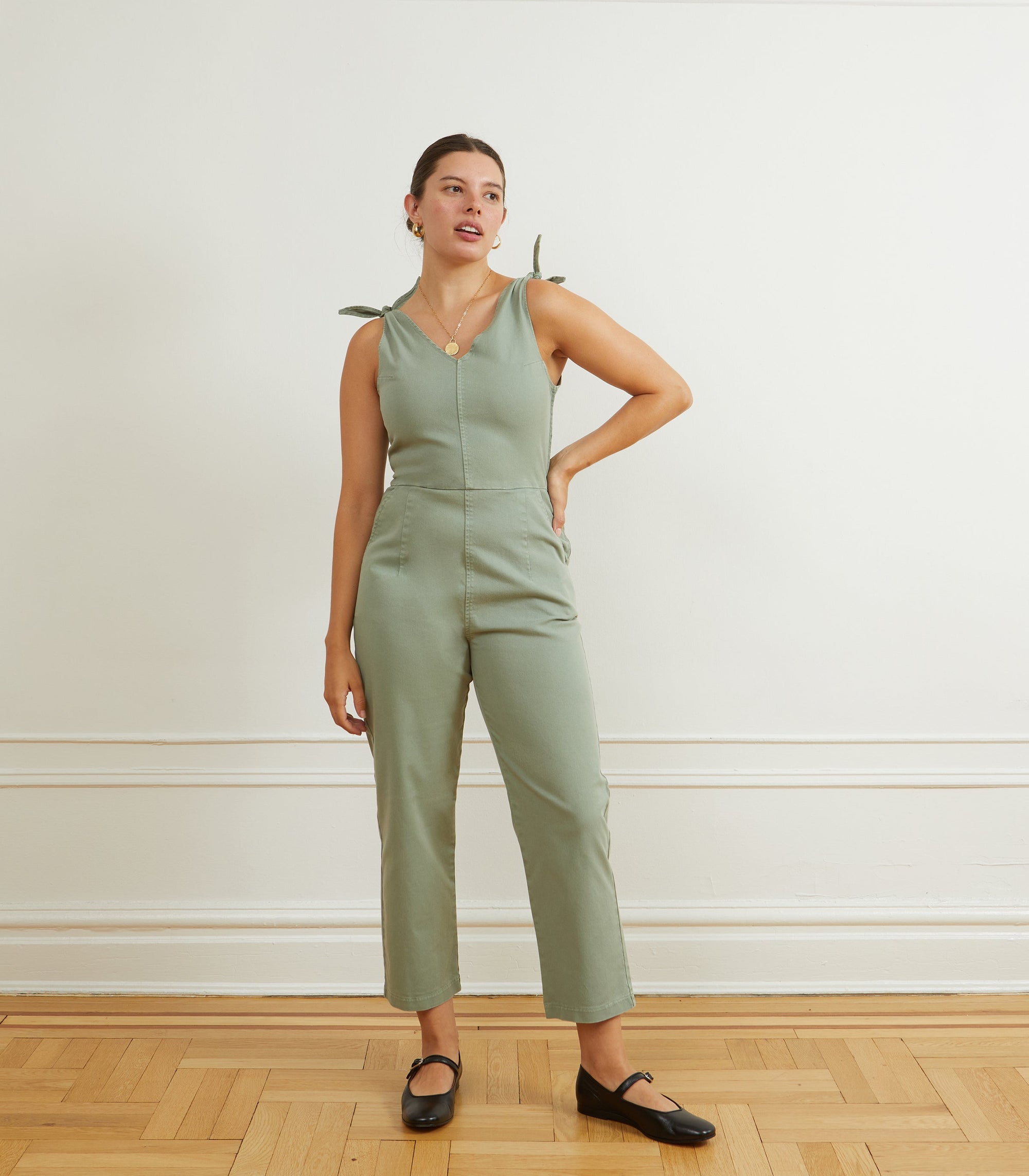 Slate Tie Strap Coveralls - Cardamom