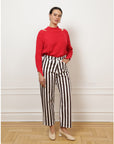 Amelia Barrel Trousers - Chestnut Stripe