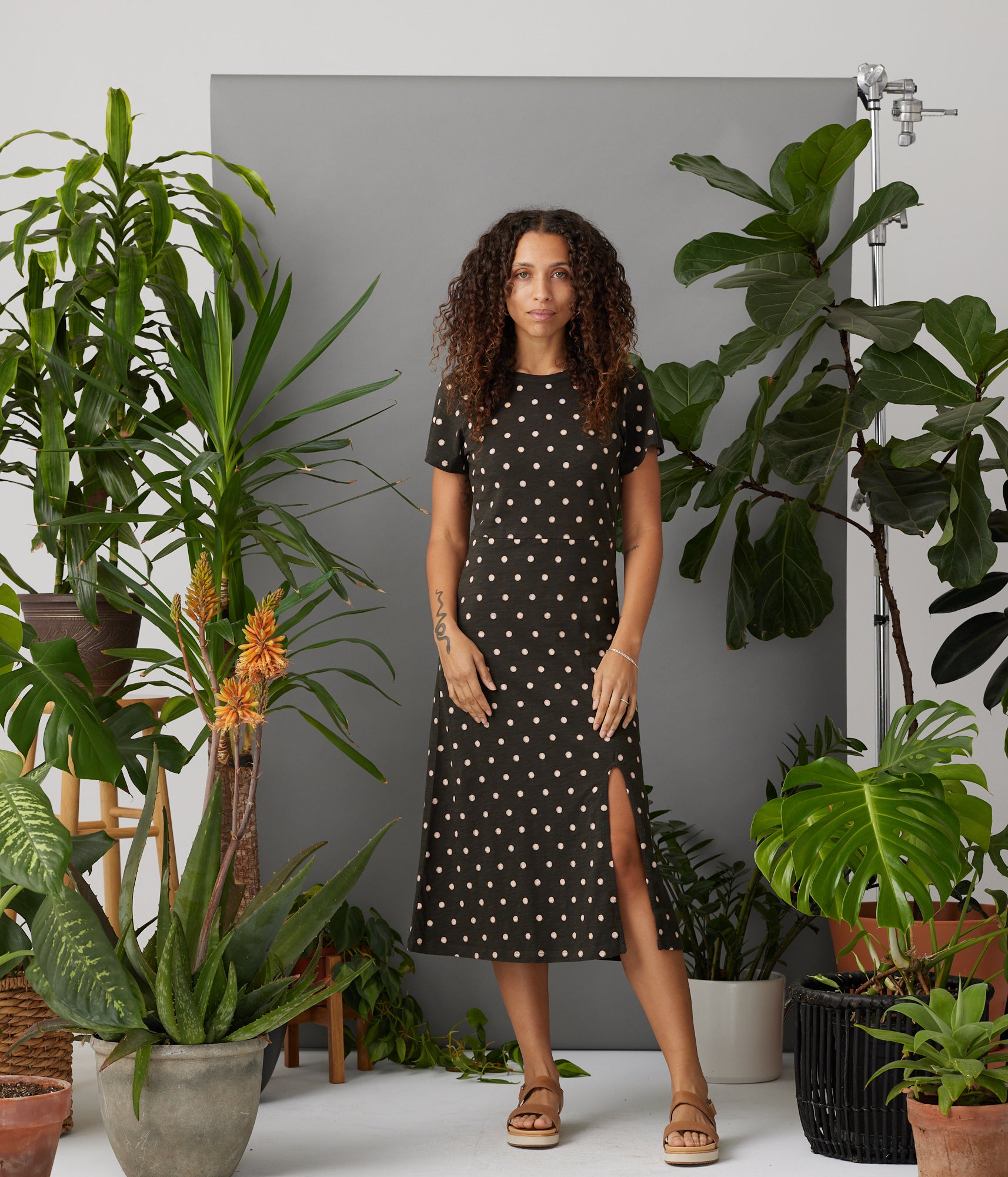 Known Supply - Claudia Dress - Washed Black Dots -